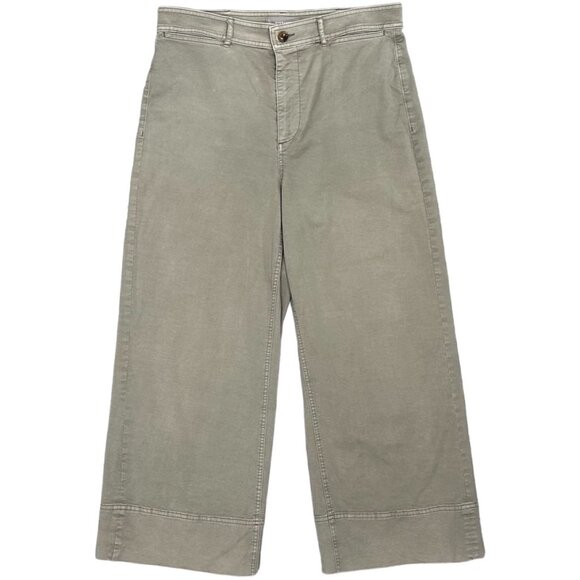 Everlane The Lightweight Wide-Leg Crop Stretch Cotton Chino Pants in Light Sage - Picture 2 of 16